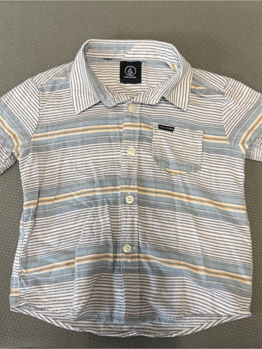 Volcom Boys Blue, White & Yellow Striped Button-Down Shirt